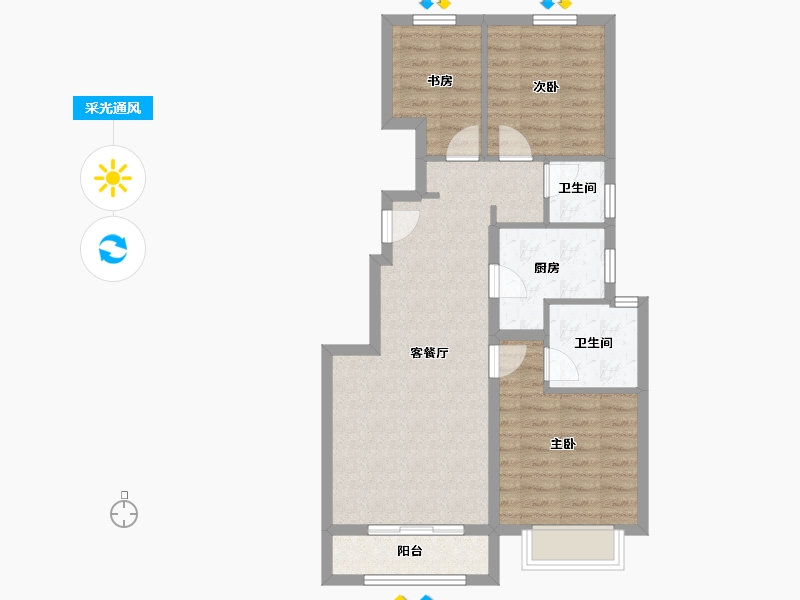 天津-天津市-联发锦里慧智园14号楼,慧智园15号楼,慧智园19号楼,慧智园20号楼,慧智园28号-70.05-户型库-采光通风