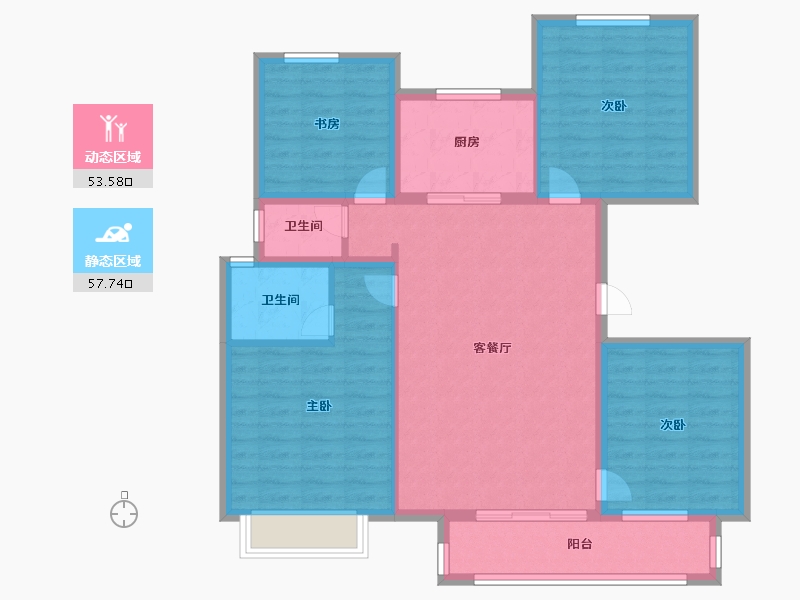 天津-天津市-津门正荣府6号楼,25号楼,24号楼,建面125m²-100.00-户型库-动静分区