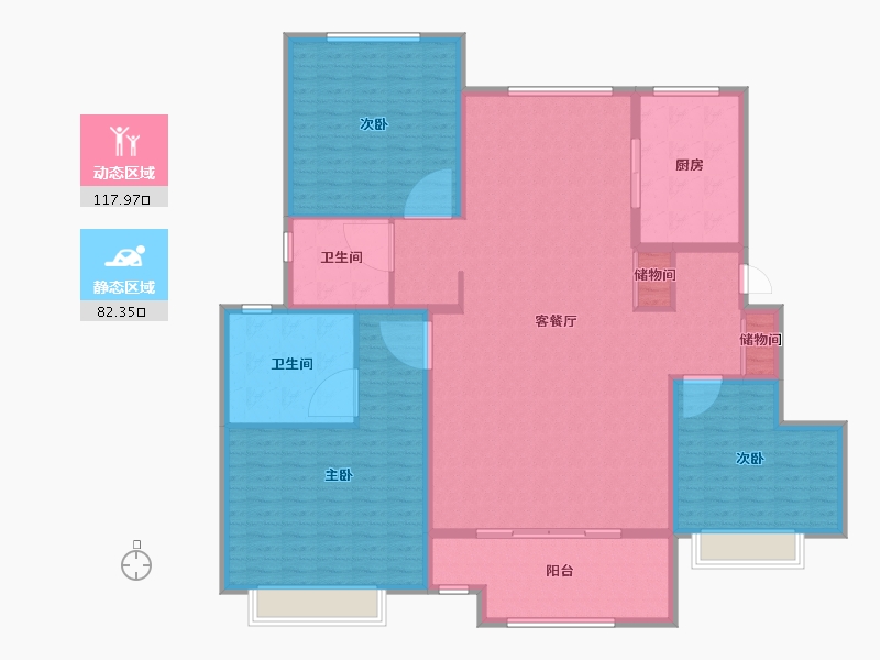 天津-天津市-津门正荣府7号楼,8号楼,21号楼,22号楼,11号楼,13号楼,12号楼-84.00-户型库-动静分区