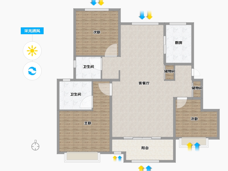 天津-天津市-津门正荣府7号楼,8号楼,21号楼,22号楼,11号楼,13号楼,12号楼-84.00-户型库-采光通风