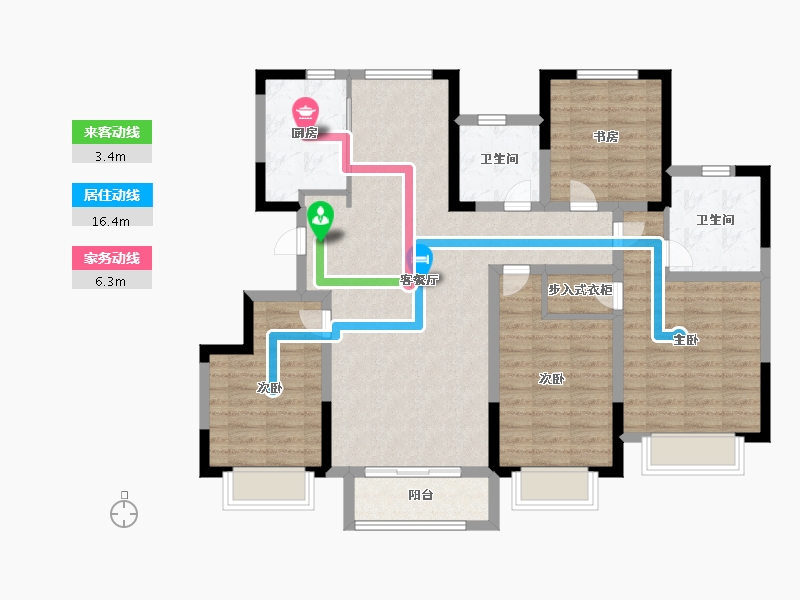 天津-天津市-华侨城碧桂园天境建面140m²-111.99-户型库-动静线