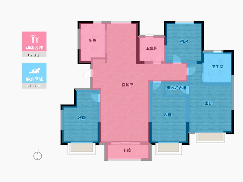 天津-天津市-华侨城碧桂园天境建面140m²-111.99-户型库-动静分区