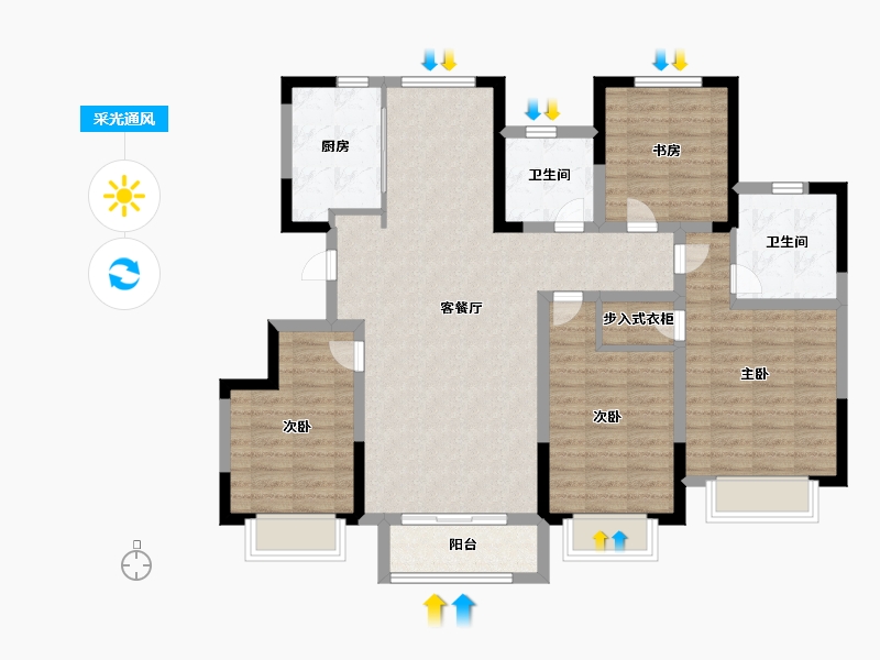 天津-天津市-华侨城碧桂园天境建面140m²-111.99-户型库-采光通风