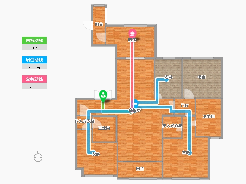 河南省-郑州市-建业天筑3号楼建面330m2-264.26-户型库-动静线