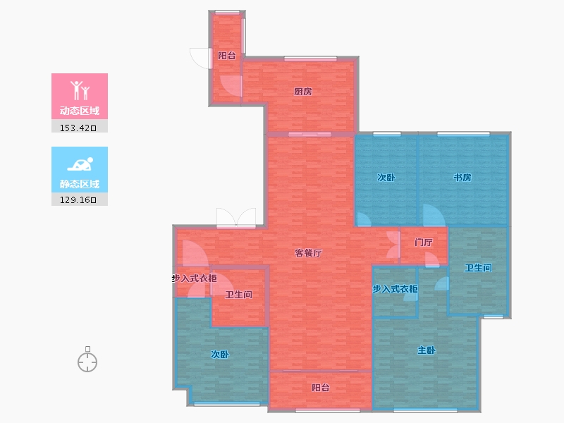 河南省-郑州市-建业天筑3号楼建面330m2-264.26-户型库-动静分区