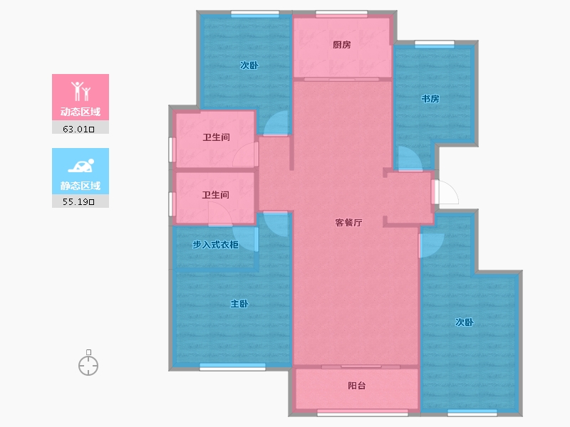 天津-天津市-融创御园22号楼,24号楼,25号楼建面143m²-108.00-户型库-动静分区