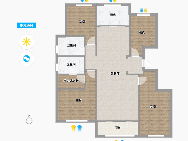 天津-天津市-融创御园22号楼,24号楼,25号楼建面143m²-108.00-户型库-采光通风