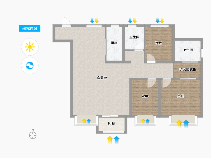 天津-天津市-新城樾风华1-D-5号楼,1-D-10号楼建面140m²-112.00-户型库-采光通风