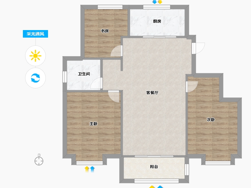 天津-天津市-新城樾风华A-23栋,A-27栋,3-C-5号楼,A-12号楼,A-13号楼建面-76.00-户型库-采光通风