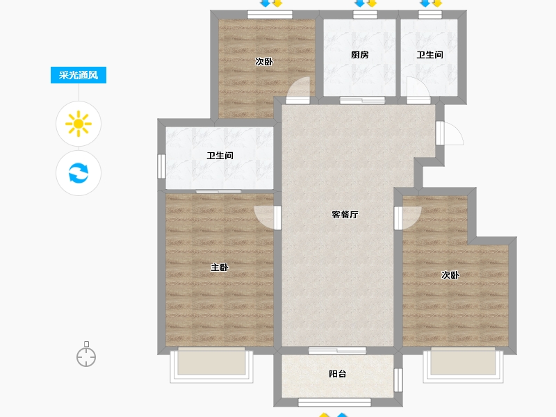 天津-天津市-新城樾风华3-C-17号楼,3-C-18号楼,3-C-19号楼-84.00-户型库-采光通风