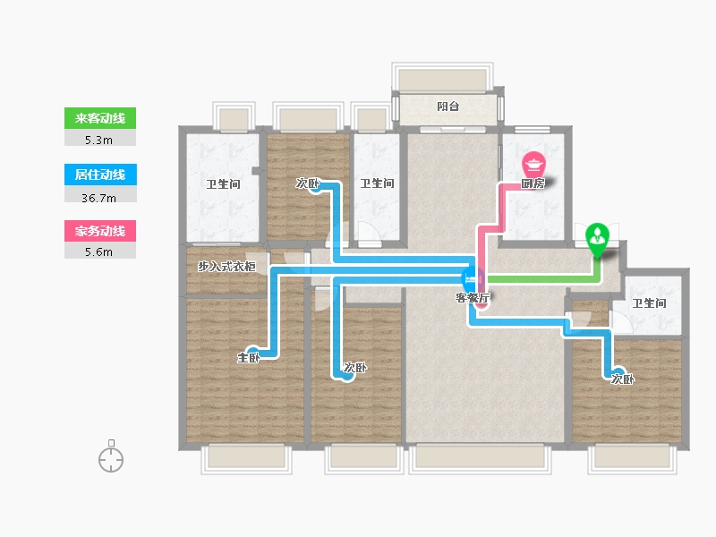 天津-天津市-梅江壹号院3栋,9栋,建面210m²-154.48-户型库-动静线