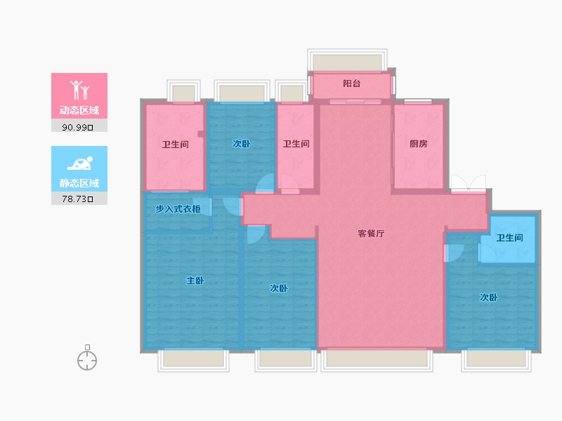 天津-天津市-梅江壹号院3栋,9栋,建面210m²-154.48-户型库-动静分区