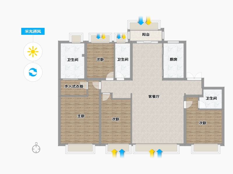 天津-天津市-梅江壹号院3栋,9栋,建面210m²-154.48-户型库-采光通风