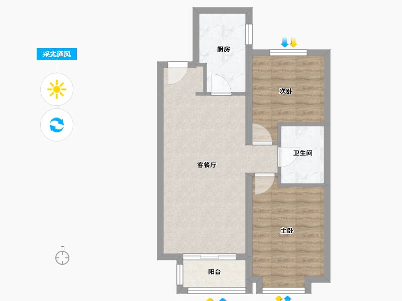 天津-天津市-美的旭辉翰悦府翰悦园37号楼,翰悦园34号楼,翰悦园40号楼建面90m²-56.11-户型库-采光通风