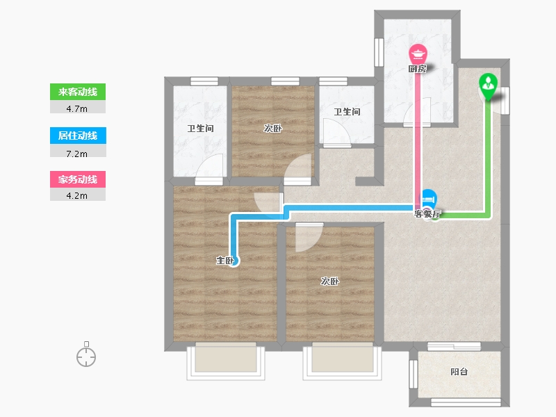 天津-天津市-美的旭辉翰悦府翰悦园36号楼,翰悦园35号楼,翰悦园25号楼,翰悦园31号楼,翰悦园-71.40-户型库-动静线