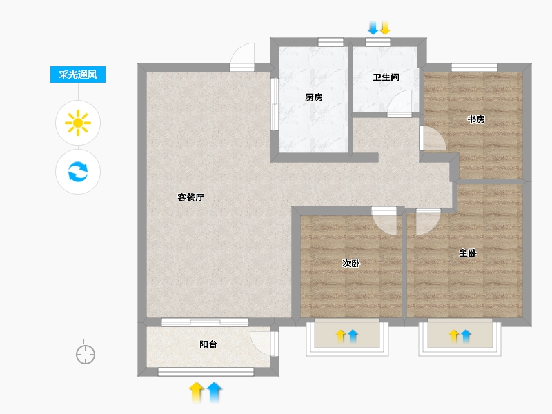 天津-天津市-招商公园187212号楼,13号楼建面97m²-77.60-户型库-采光通风