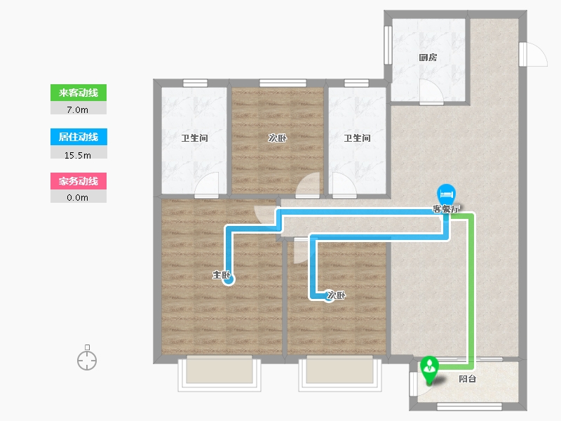 天津-天津市-招商公园187212号楼,13号楼建面118m²-94.40-户型库-动静线