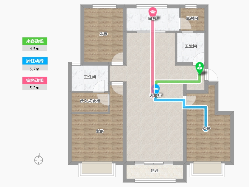 天津-天津市-中北祥云建面133㎡-100.11-户型库-动静线