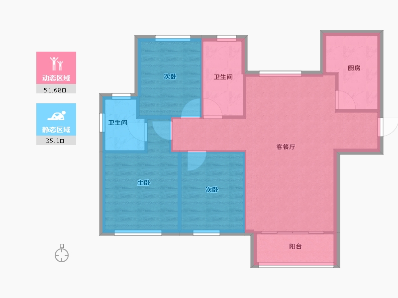 天津-天津市-天房璟悦府盛庭名景花园10号楼,盛庭名景花园6号楼,盛庭名景花园7号楼建面111m²-78.68-户型库-动静分区