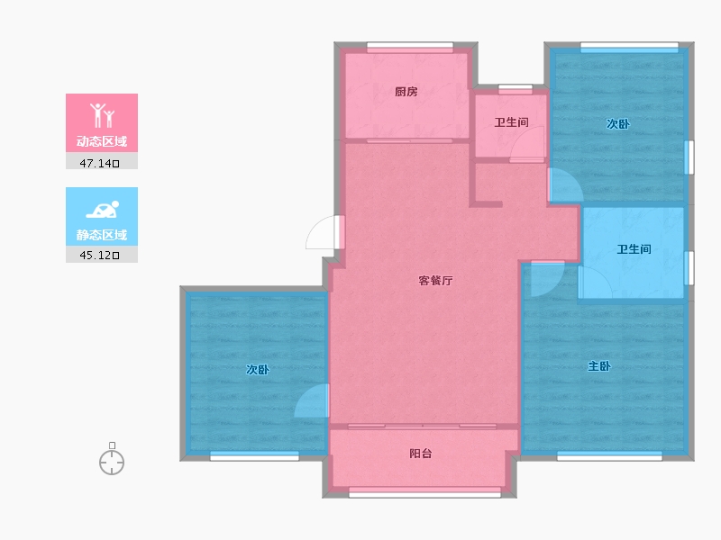 天津-天津市-天房璟悦府盛庭名景花园14号楼,建面122m²-84.37-户型库-动静分区