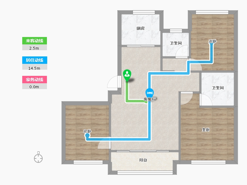 天津-天津市-天房璟悦府盛庭名景花园8号楼,盛庭名景花园4号楼建面113m²-79.54-户型库-动静线