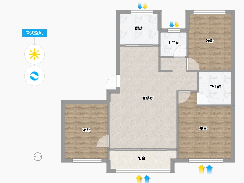 天津-天津市-天房璟悦府盛庭名景花园8号楼,盛庭名景花园4号楼建面113m²-79.54-户型库-采光通风