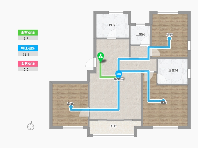 天津-天津市-天房璟悦府盛庭名景花园8号楼,盛庭名景花园4号楼建面119m²-83.68-户型库-动静线