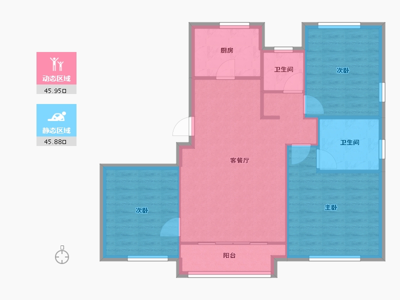 天津-天津市-天房璟悦府盛庭名景花园8号楼,盛庭名景花园4号楼建面119m²-83.68-户型库-动静分区