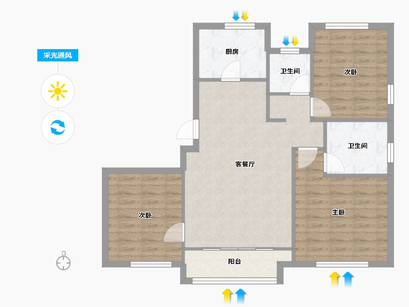 天津-天津市-天房璟悦府盛庭名景花园8号楼,盛庭名景花园4号楼建面119m²-83.68-户型库-采光通风