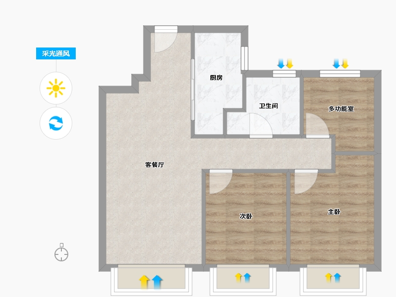 天津-天津市-龙洲道188号依芳花园4号楼,依芳花园3号楼,南区2号楼,依芳花园2号楼,南区3号楼-60.69-户型库-采光通风