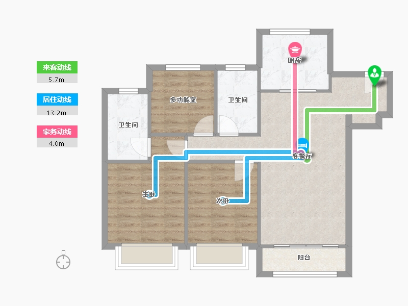 天津-天津市-龙洲道188号依芳花园4号楼,依芳花园3号楼,依芳花园2号楼建面115m²-75.56-户型库-动静线