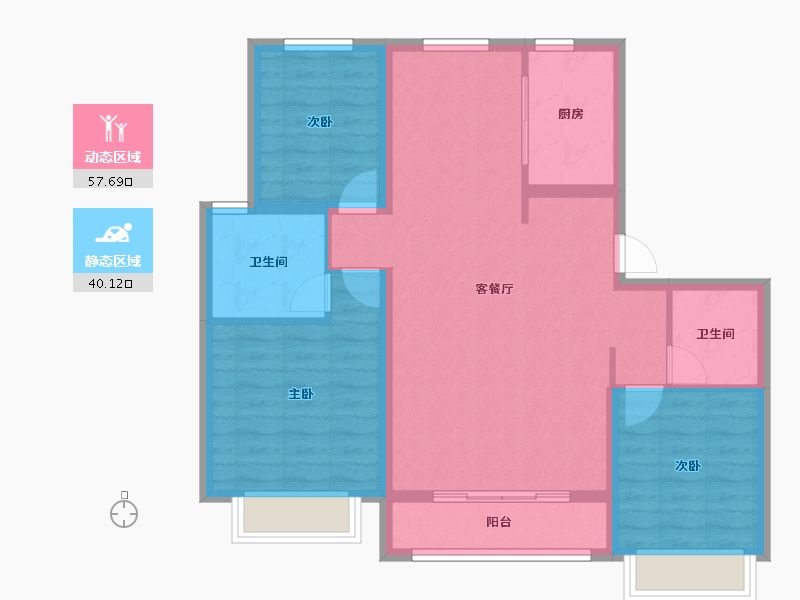 天津-天津市-龙洲道188号依芳花园7号楼,依芳花园6号楼,依湾花园16号楼,依芳花园8号楼,依芳-87.72-户型库-动静分区