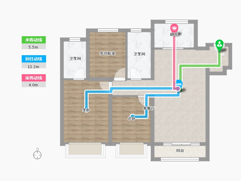 天津-天津市-龙洲道188号南区2号楼,南区3号楼,南区4号楼建面122m²-79.91-户型库-动静线