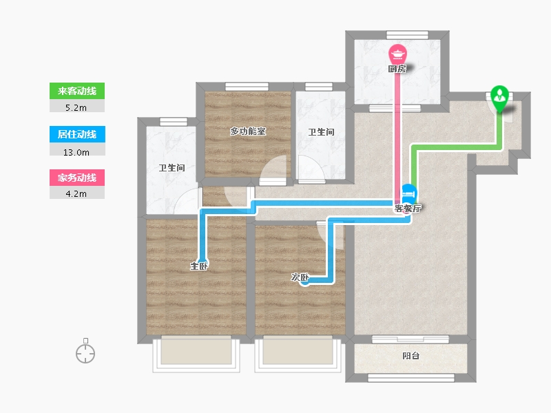 天津-天津市-龙洲道188号南区2号楼,南区3号楼,南区4号楼建面110m²-70.86-户型库-动静线