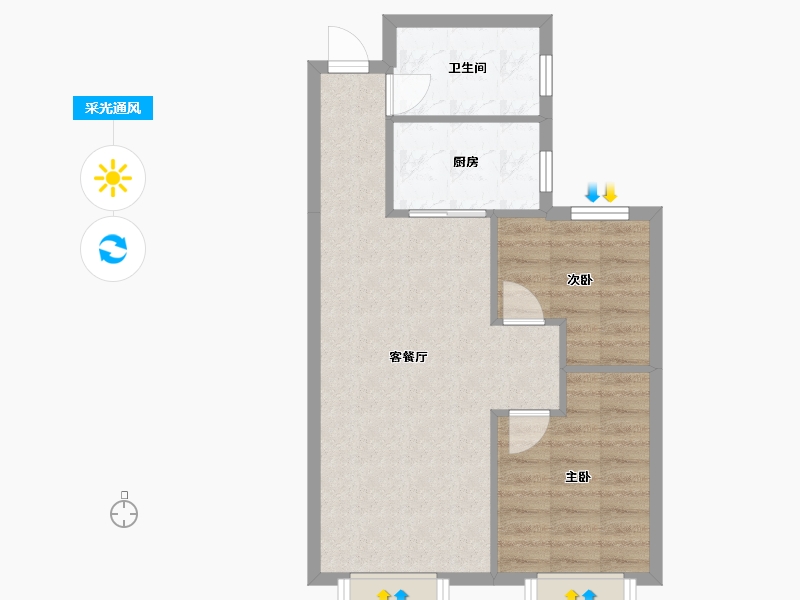 天津-天津市-大运河府依潞花园25号楼,依潞花园26号楼建面84m²-55.96-户型库-采光通风