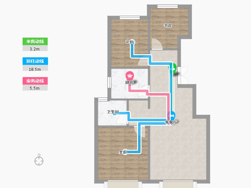 天津-天津市-大运河府依潞花园5号楼,依潞花园9号楼建面97m²-70.73-户型库-动静线