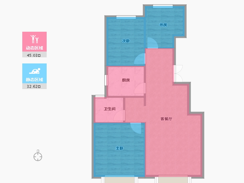 天津-天津市-大运河府依潞花园5号楼,依潞花园9号楼建面97m²-70.73-户型库-动静分区