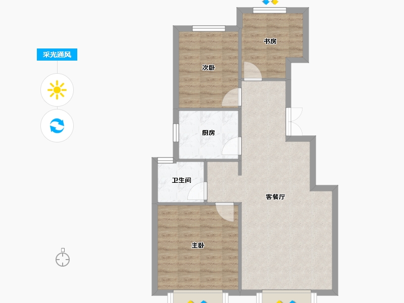 天津-天津市-大运河府依潞花园5号楼,依潞花园9号楼建面97m²-70.73-户型库-采光通风