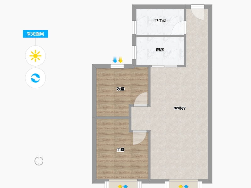 天津-天津市-大运河府依潞花园24号楼,建面86m²-56.22-户型库-采光通风