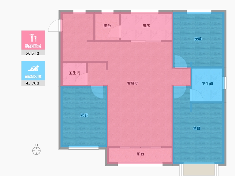 天津-天津市-大运河府依潞花园3号楼,依潞花园19号楼建面134m²-90.44-户型库-动静分区