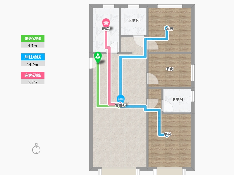 天津-天津市-大运河府依潞花园24号楼,建面113m²-75.24-户型库-动静线