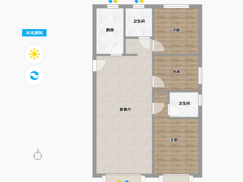 天津-天津市-大运河府依潞花园24号楼,建面113m²-75.24-户型库-采光通风