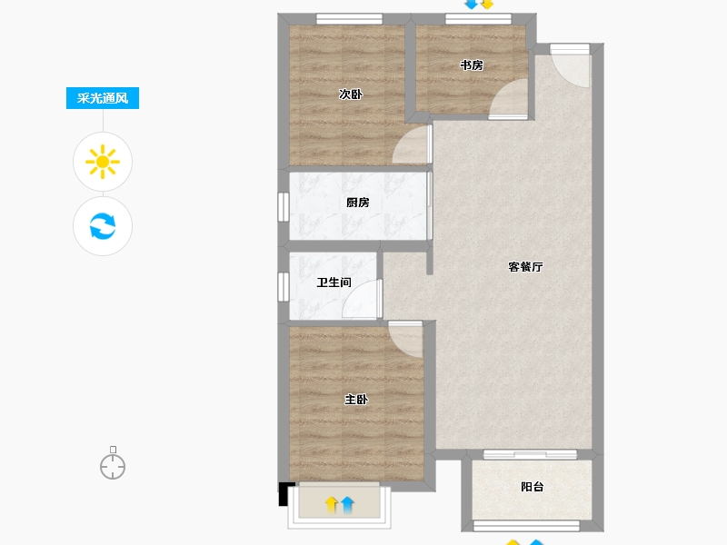 天津-天津市-中梁津门首府1号楼,2号楼,3号楼,20号楼,22号楼,良贤苑2号楼,良贤苑-69.60-户型库-采光通风