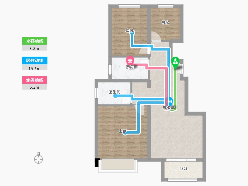 天津-天津市-中梁津门首府良贤苑12号楼,良贤苑14号楼建面87m²-69.60-户型库-动静线