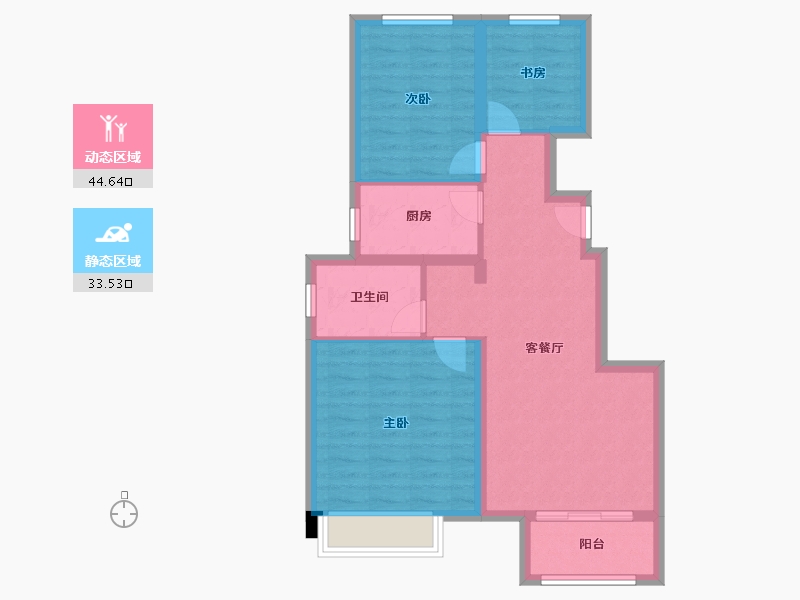 天津-天津市-中梁津门首府良贤苑12号楼,良贤苑14号楼建面87m²-69.60-户型库-动静分区