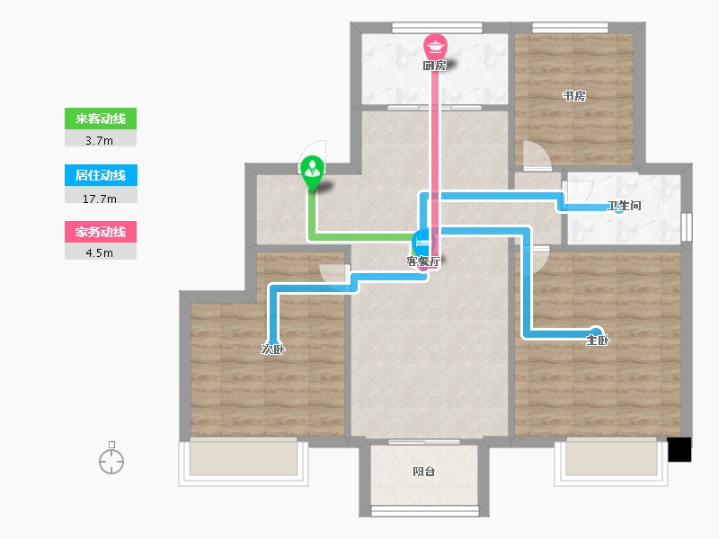 天津-天津市-中梁津门首府5号楼,良贤苑8号楼,良贤苑6号楼建面95m²-76.00-户型库-动静线