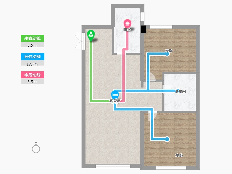 天津-天津市-盛耀悦公馆辰耀花园1号楼,辰耀花园7号楼,辰耀花园2号楼,辰耀花园3号楼建面85m²-68.00-户型库-动静线