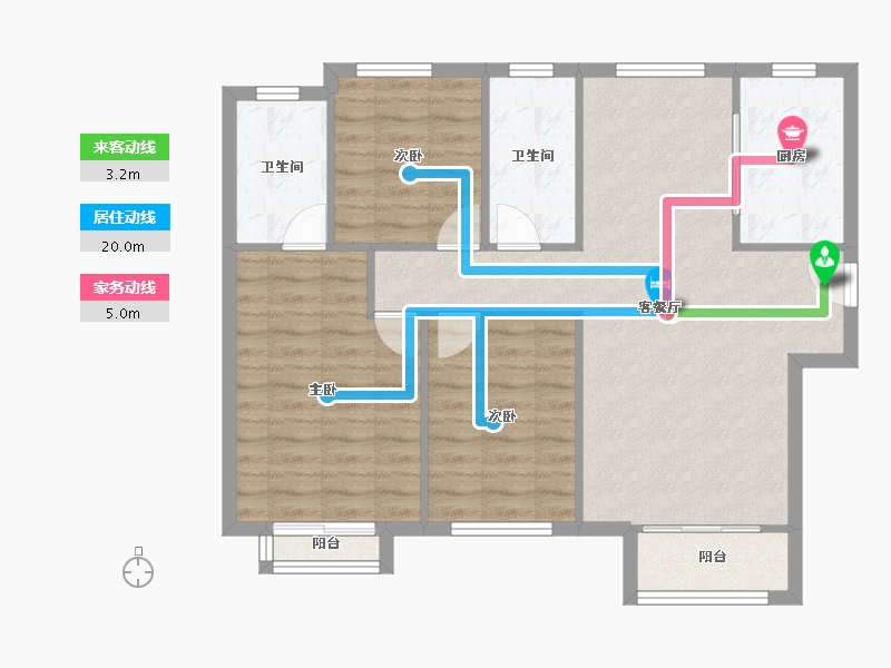 天津-天津市-路劲隽澜湾3号楼,5号楼,19号楼,20号楼建面130m²-86.07-户型库-动静线