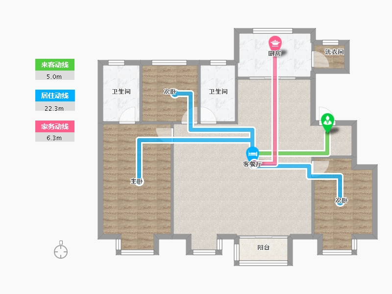 天津-天津市-路劲隽澜湾1号楼,建面138m²-110.27-户型库-动静线