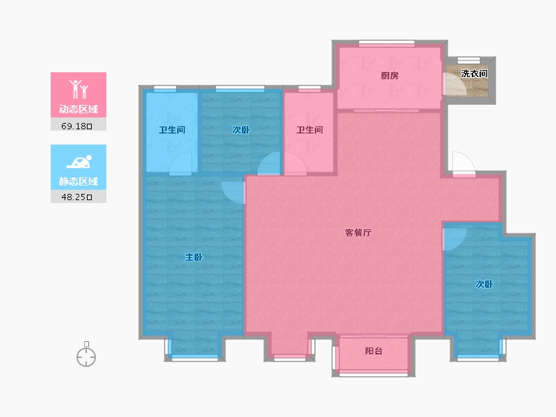 天津-天津市-路劲隽澜湾1号楼,建面138m²-110.27-户型库-动静分区